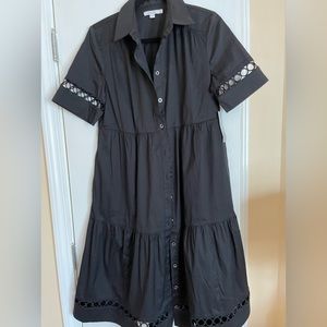 Midi tiered black dress